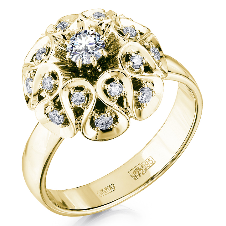 Кольцо, золото, бриллиант, 1-308216-00-00